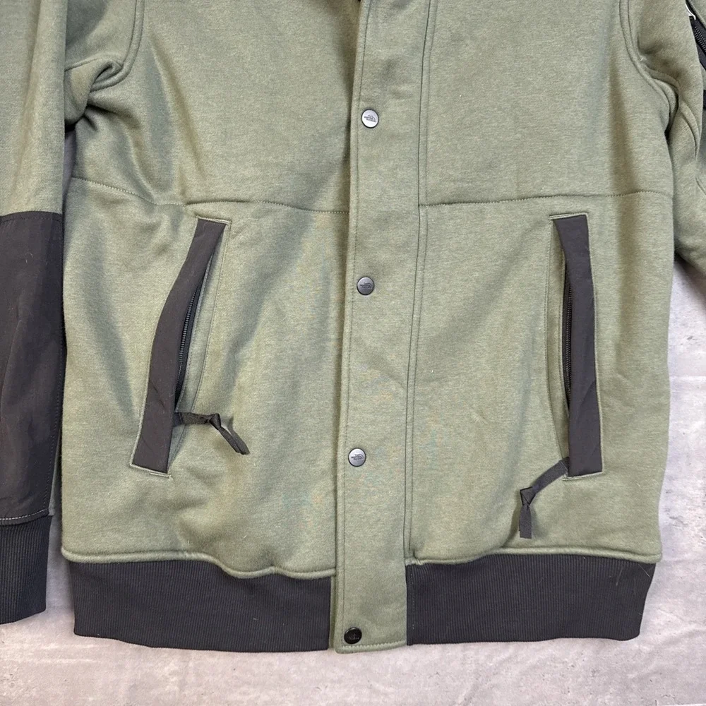 The North Face Men's Highrail Fleece Jacket olive green Hooded Snap & Zip Med